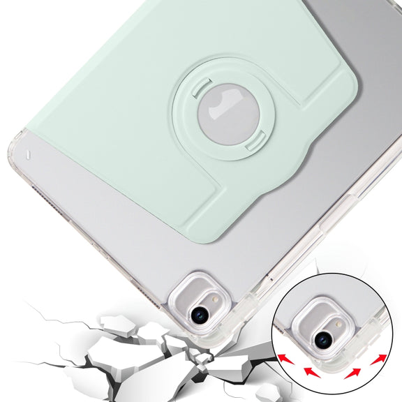 For iPad Air 11 2024 Clear Acrylic 360 Rotation Detachable Leather Tablet Case(Light Green)