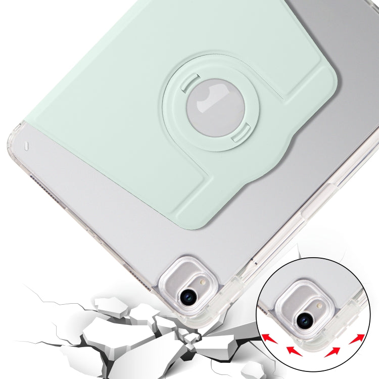 For iPad Air 11 2024 Clear Acrylic 360 Rotation Detachable Leather Tablet Case(Light Green)