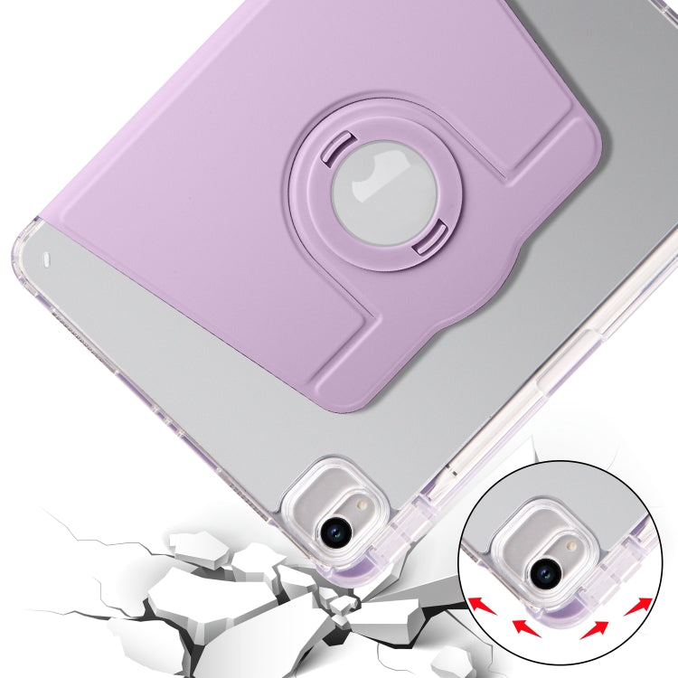 For iPad Air 11 2024 Clear Acrylic 360 Rotation Detachable Leather Tablet Case(Light Purple)