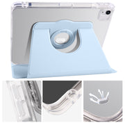 For iPad Air 13 2024 Clear Acrylic 360 Rotation Detachable Leather Tablet Case(Ice Blue)