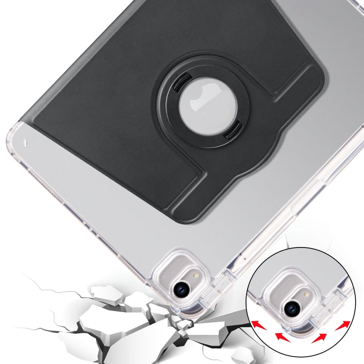 For iPad Air 13 2024 Clear Acrylic 360 Rotation Detachable Leather Tablet Case(Black)