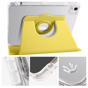 For iPad Air 13 2024 Clear Acrylic 360 Rotation Detachable Leather Tablet Case(Yellow)