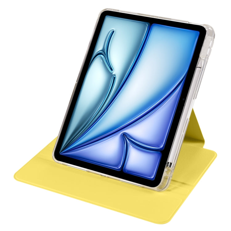 For iPad Air 13 2024 Clear Acrylic 360 Rotation Detachable Leather Tablet Case(Yellow)