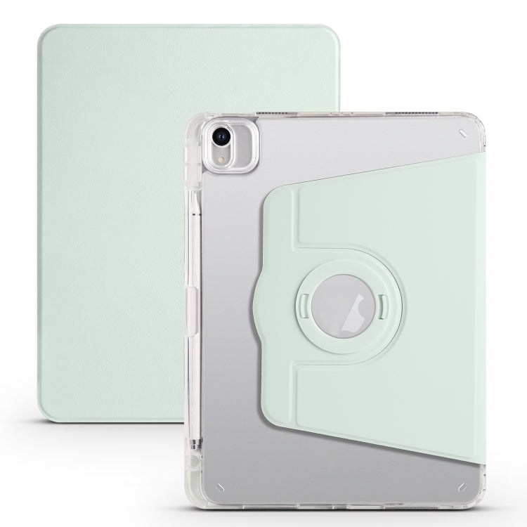 For iPad Air 13 2025 / 2024 Clear Acrylic 360 Rotation Detachable Leather Tablet Case(Light Green)