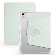 For iPad Air 13 2025 / 2024 Clear Acrylic 360 Rotation Detachable Leather Tablet Case(Light Green)