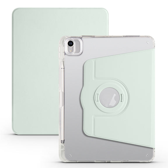 For iPad Air 13 2025 / 2024 Clear Acrylic 360 Rotation Detachable Leather Tablet Case(Light Green)