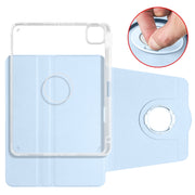 For iPad Pro 11 2024 Clear Acrylic 360 Rotation Detachable Leather Tablet Case(Ice Blue)