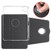 For iPad Pro 11 2024 Clear Acrylic 360 Rotation Detachable Leather Tablet Case(Black)