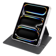 For iPad Pro 11 2024 Clear Acrylic 360 Rotation Detachable Leather Tablet Case(Black)
