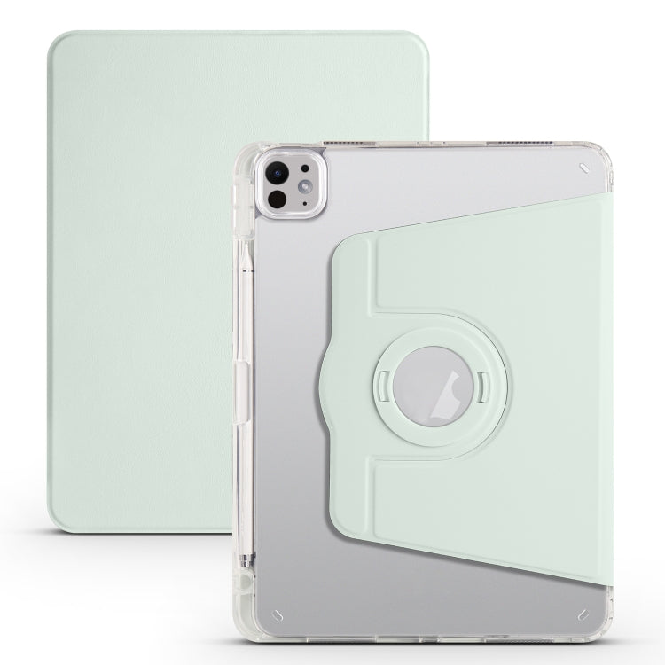 For iPad Pro 11 2024 Clear Acrylic 360 Rotation Detachable Leather Tablet Case(Light Green)