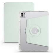 For iPad Pro 11 2024 Clear Acrylic 360 Rotation Detachable Leather Tablet Case(Light Green)