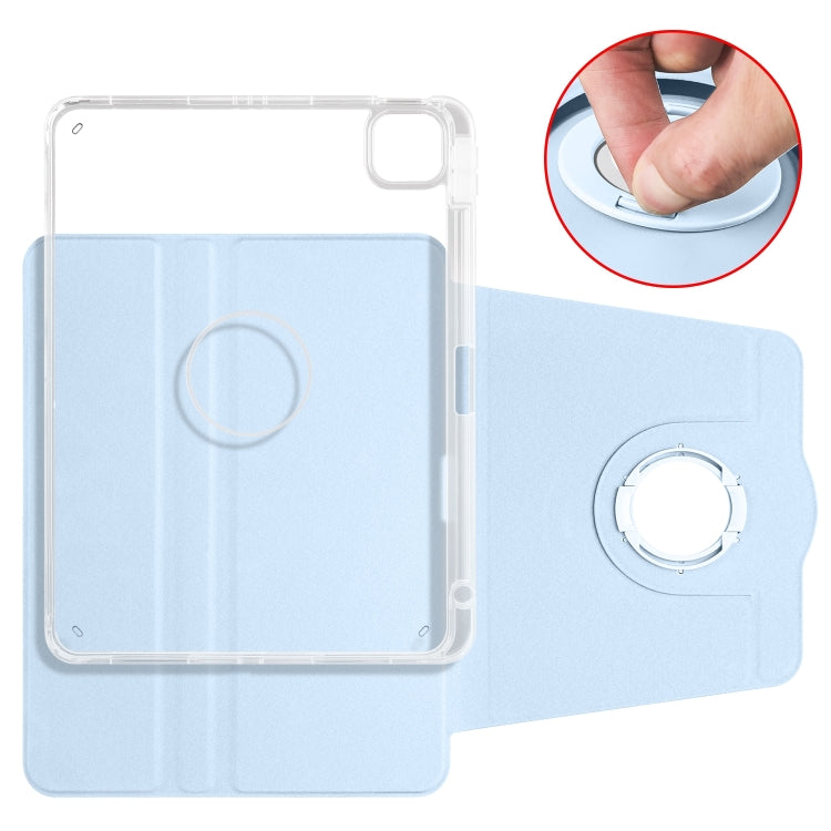 For iPad Pro 13 2024 Clear Acrylic 360 Rotation Detachable Leather Tablet Case(Ice Blue)