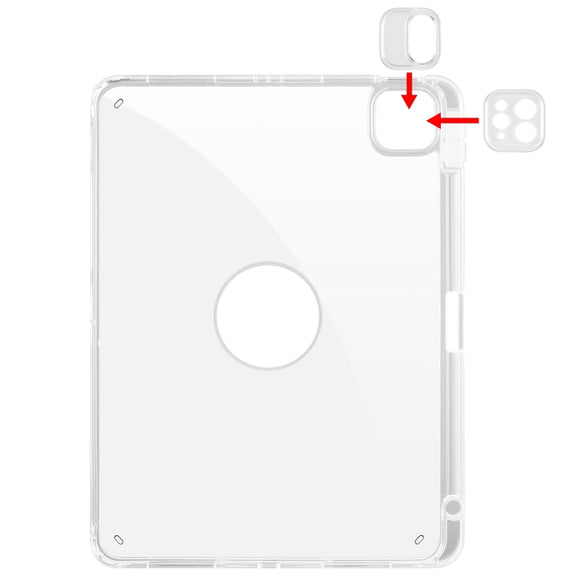 For iPad Pro 13 2024 Clear Acrylic 360 Rotation Detachable Leather Tablet Case(Ice Blue)