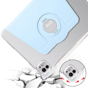 For iPad Pro 13 2024 Clear Acrylic 360 Rotation Detachable Leather Tablet Case(Ice Blue)