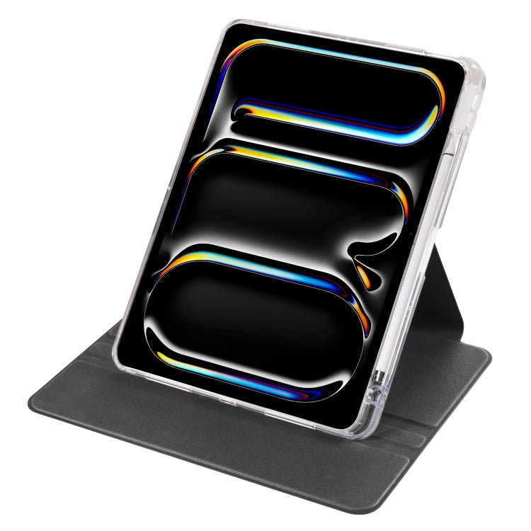 For iPad Pro 13 2024 Clear Acrylic 360 Rotation Detachable Leather Tablet Case(Black)
