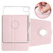 For iPad Pro 13 2024 Clear Acrylic 360 Rotation Detachable Leather Tablet Case(Pink)
