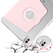 For iPad Pro 13 2024 Clear Acrylic 360 Rotation Detachable Leather Tablet Case(Pink)