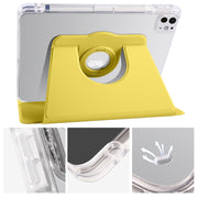 For iPad Pro 13 2024 Clear Acrylic 360 Rotation Detachable Leather Tablet Case(Yellow)