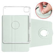 For iPad Pro 13 2024 Clear Acrylic 360 Rotation Detachable Leather Tablet Case(Light Green)
