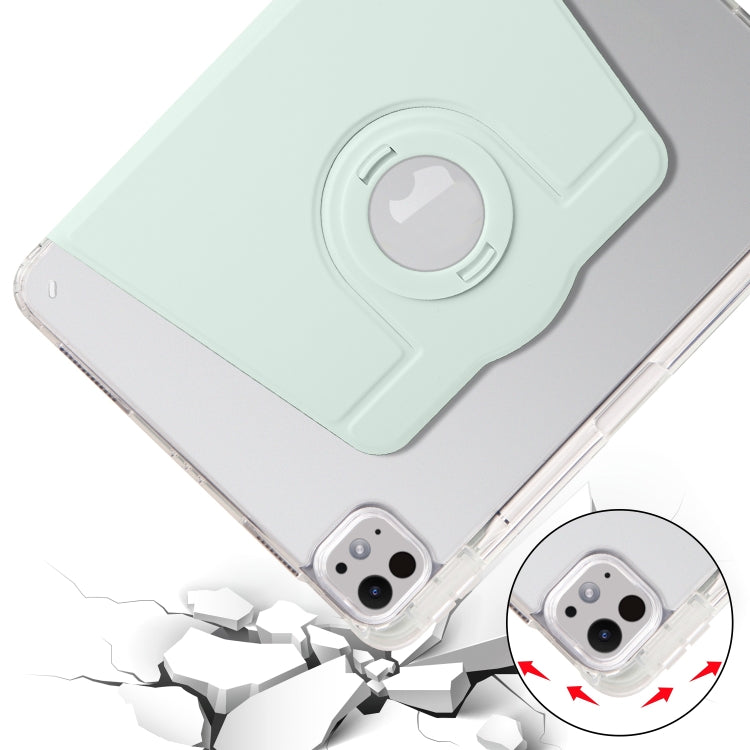 For iPad Pro 13 2024 Clear Acrylic 360 Rotation Detachable Leather Tablet Case(Light Green)
