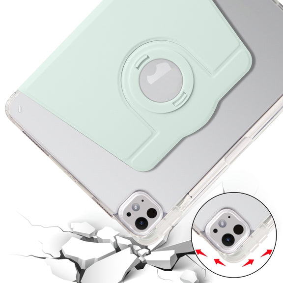 For iPad Pro 13 2024 Clear Acrylic 360 Rotation Detachable Leather Tablet Case(Light Green)