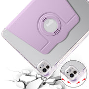 For iPad Pro 13 2024 Clear Acrylic 360 Rotation Detachable Leather Tablet Case(Light Purple)