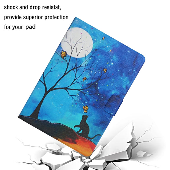 For Amazon Kindle Fire Max 11 Colored Drawing Smart Leather Tablet Case(Moonlight Cat)