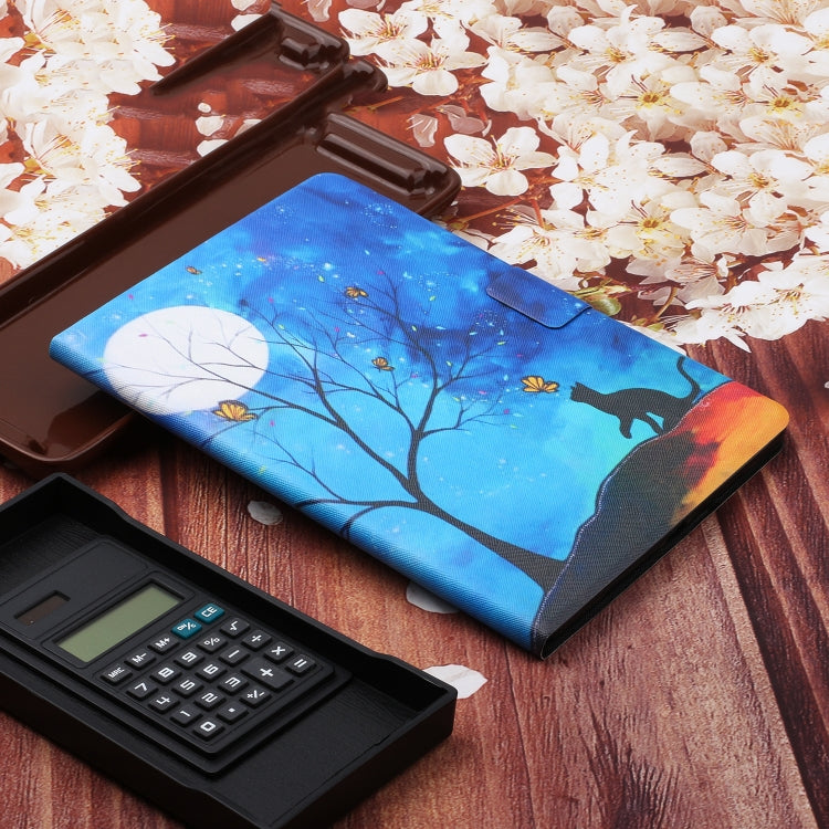 For Amazon Kindle Fire Max 11 Colored Drawing Smart Leather Tablet Case(Moonlight Cat)