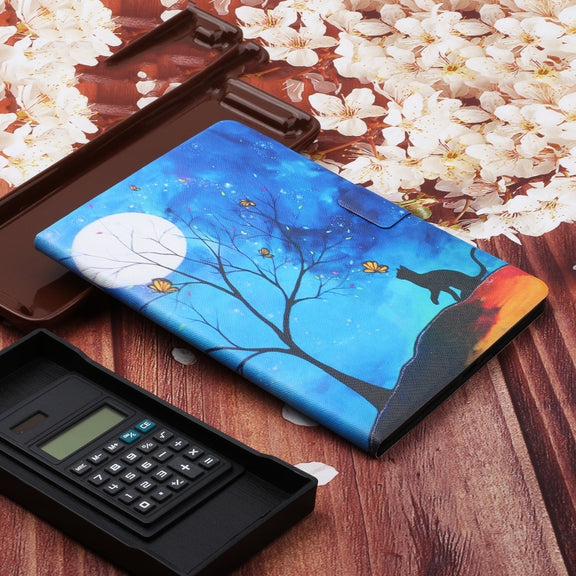 For Amazon Kindle Fire Max 11 Colored Drawing Smart Leather Tablet Case(Moonlight Cat)