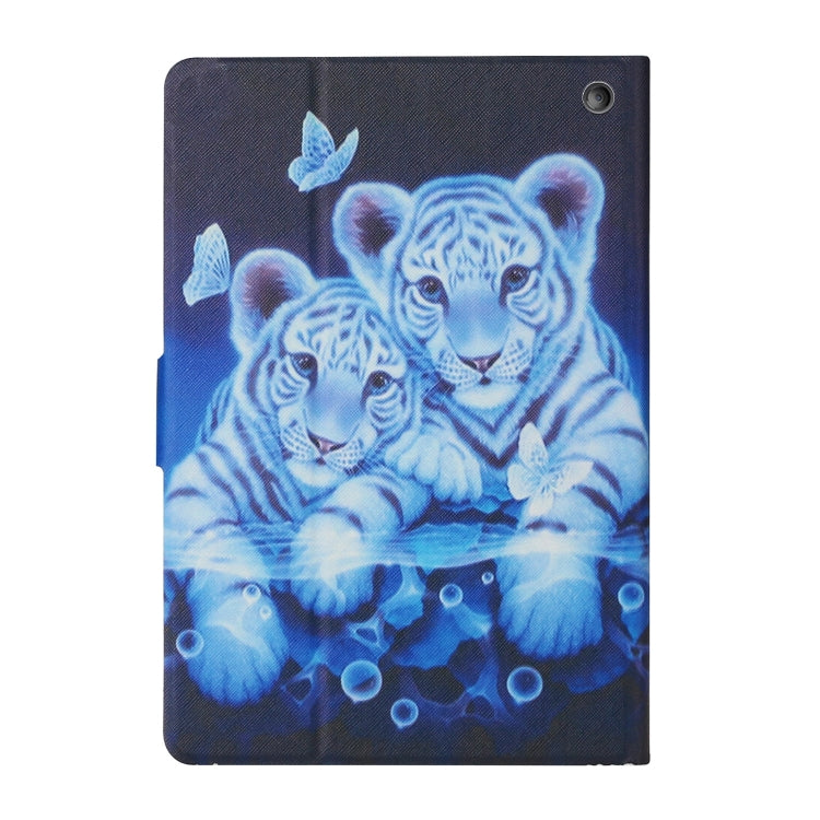 For Amazon Kindle Fire Max 11 Colored Drawing Smart Leather Tablet Case(Tiger)