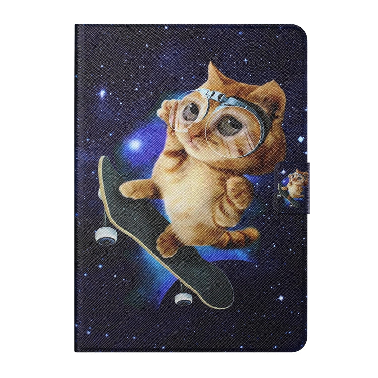 For Amazon Kindle Fire Max 11 Colored Drawing Smart Leather Tablet Case(Skateboard Cat)