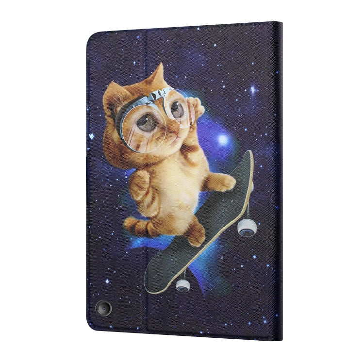 For Amazon Kindle Fire Max 11 Colored Drawing Smart Leather Tablet Case(Skateboard Cat)