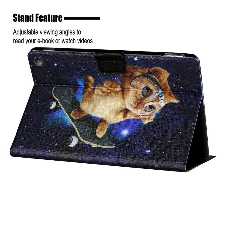 For Amazon Kindle Fire Max 11 Colored Drawing Smart Leather Tablet Case(Skateboard Cat)