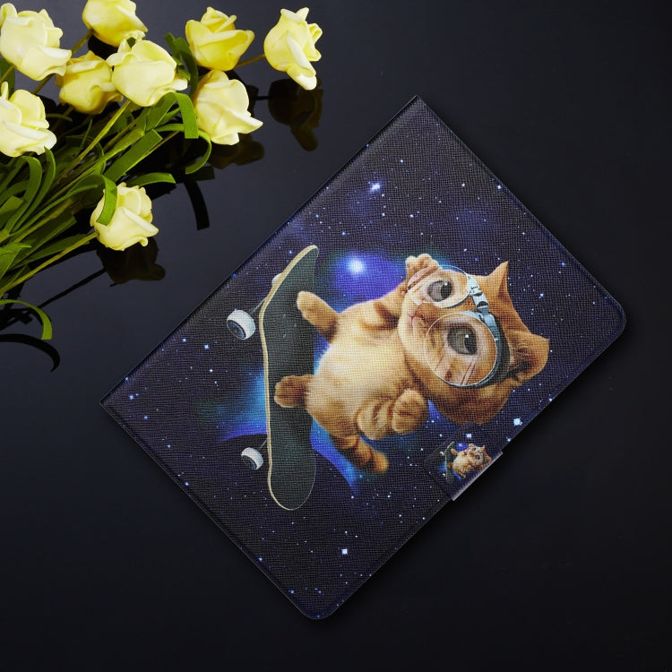 For Amazon Kindle Fire Max 11 Colored Drawing Smart Leather Tablet Case(Skateboard Cat)