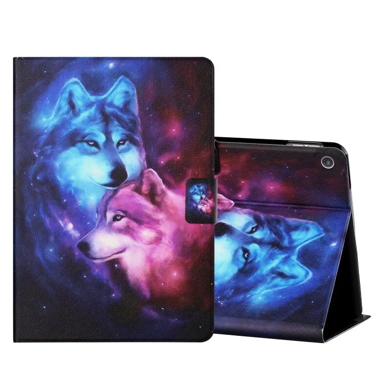 For Amazon Kindle Fire Max 11 Colored Drawing Smart Leather Tablet Case(Wolf)