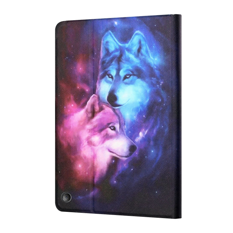 For Amazon Kindle Fire Max 11 Colored Drawing Smart Leather Tablet Case(Wolf)