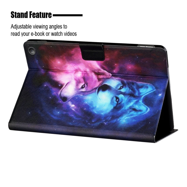 For Amazon Kindle Fire Max 11 Colored Drawing Smart Leather Tablet Case(Wolf)