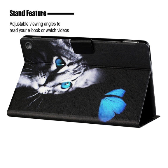 For Amazon Kindle Fire Max 11 Colored Drawing Smart Leather Tablet Case(Butterfly Cat)