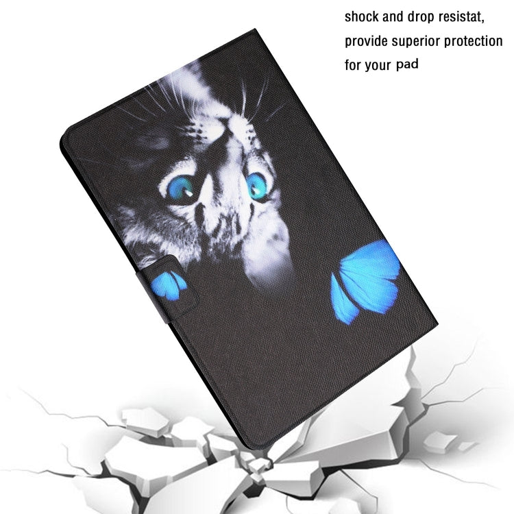 For Amazon Kindle Fire Max 11 Colored Drawing Smart Leather Tablet Case(Butterfly Cat)