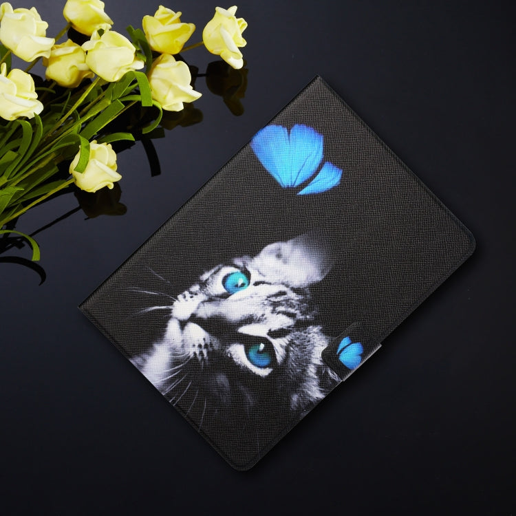 For Amazon Kindle Fire Max 11 Colored Drawing Smart Leather Tablet Case(Butterfly Cat)