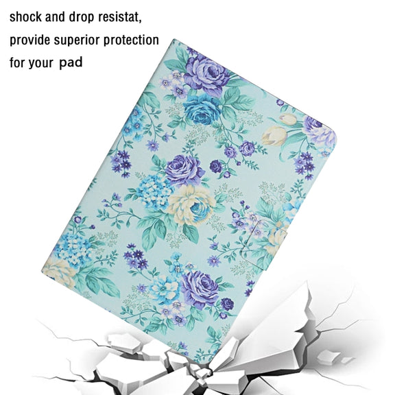 For Amazon Kindle Fire Max 11 Colored Drawing Flower Smart Leather Tablet Case(Purple Flower)