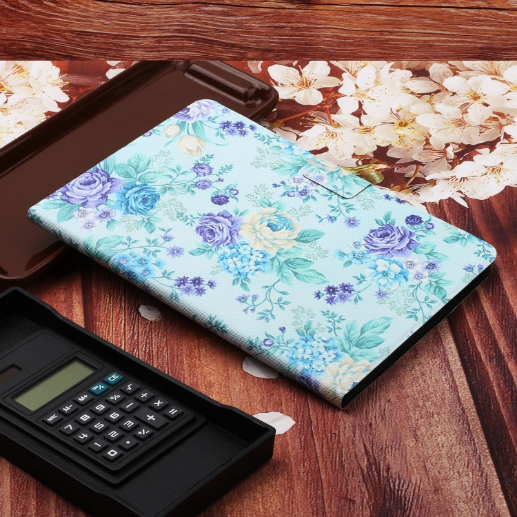 For Amazon Kindle Fire Max 11 Colored Drawing Flower Smart Leather Tablet Case(Purple Flower)