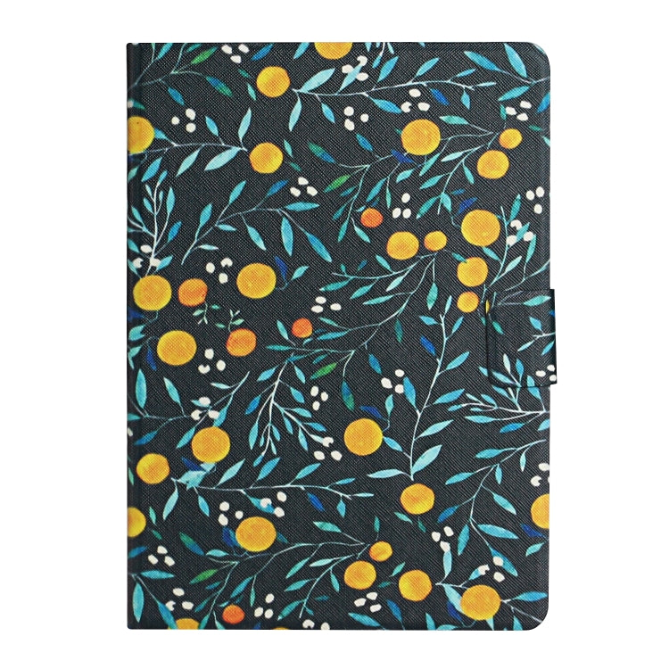 For Amazon Kindle Fire Max 11 Colored Drawing Flower Smart Leather Tablet Case(Yellow Fruit)