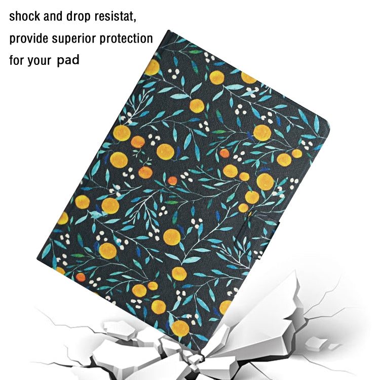 For Amazon Kindle Fire Max 11 Colored Drawing Flower Smart Leather Tablet Case(Yellow Fruit)