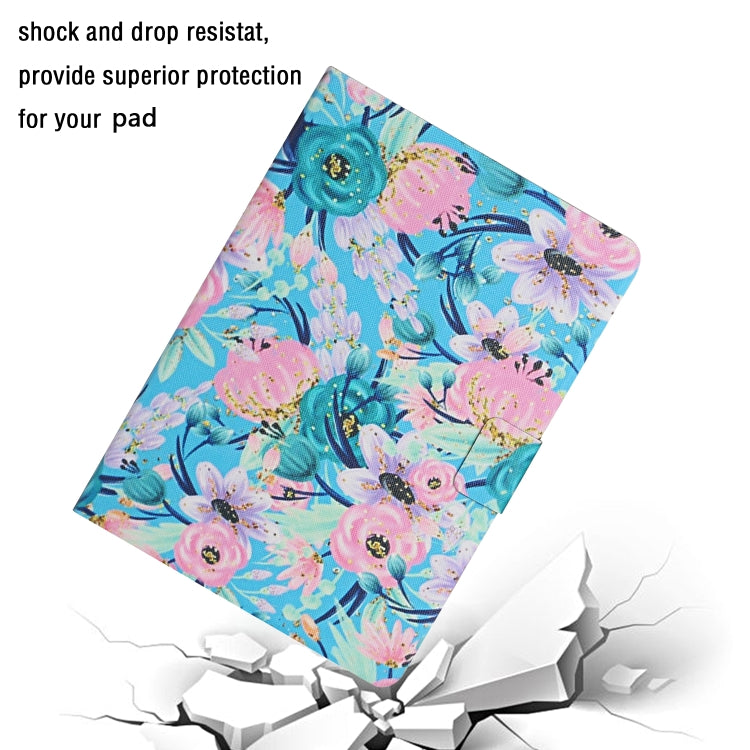 For Amazon Kindle Fire Max 11 Colored Drawing Flower Smart Leather Tablet Case(Pink Flower)