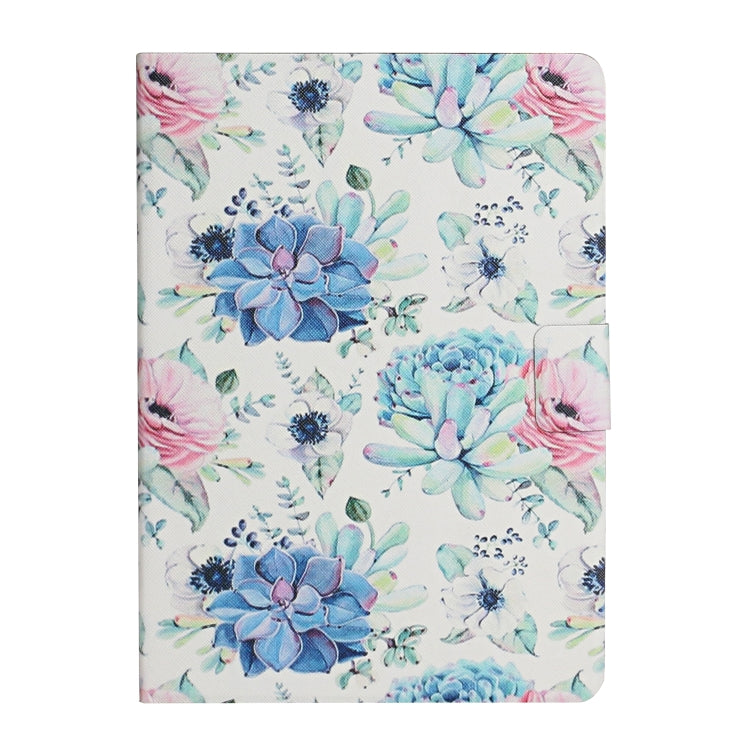 For Amazon Kindle Fire Max 11 Colored Drawing Flower Smart Leather Tablet Case(Blue Folower)
