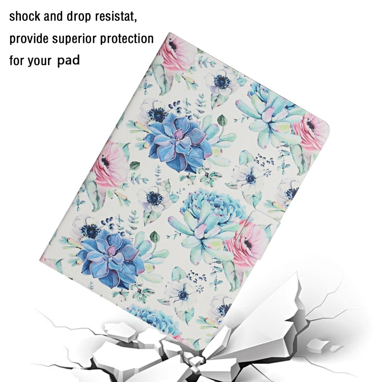 For Amazon Kindle Fire Max 11 Colored Drawing Flower Smart Leather Tablet Case(Blue Folower)