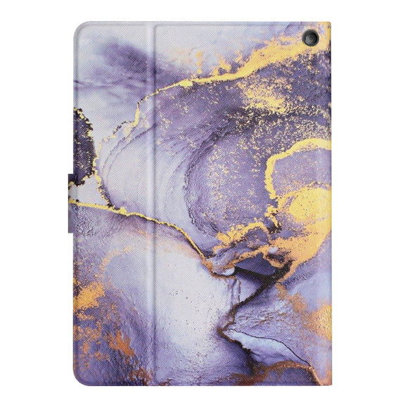 For Amazon Kindle Fire Max 11 Colored Drawing Marble Smart Leather Tablet Case(Purple Marble)