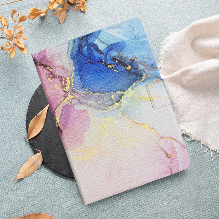 For Amazon Kindle Fire Max 11 Colored Drawing Marble Smart Leather Tablet Case(Pink Blue)