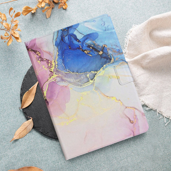 For Amazon Kindle Fire Max 11 Colored Drawing Marble Smart Leather Tablet Case(Pink Blue)